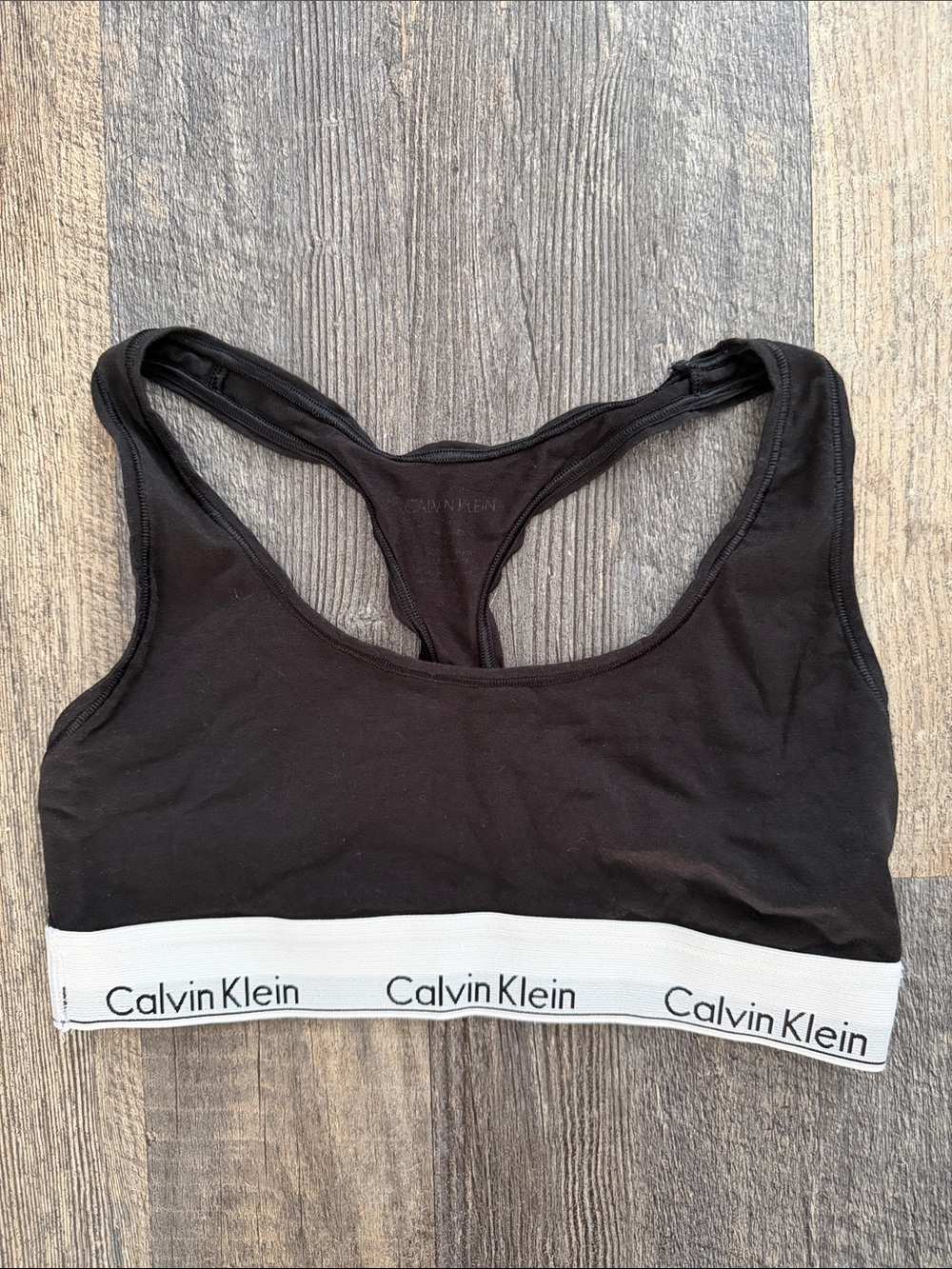 Calvin Klein Black Bralette with White Logo Band